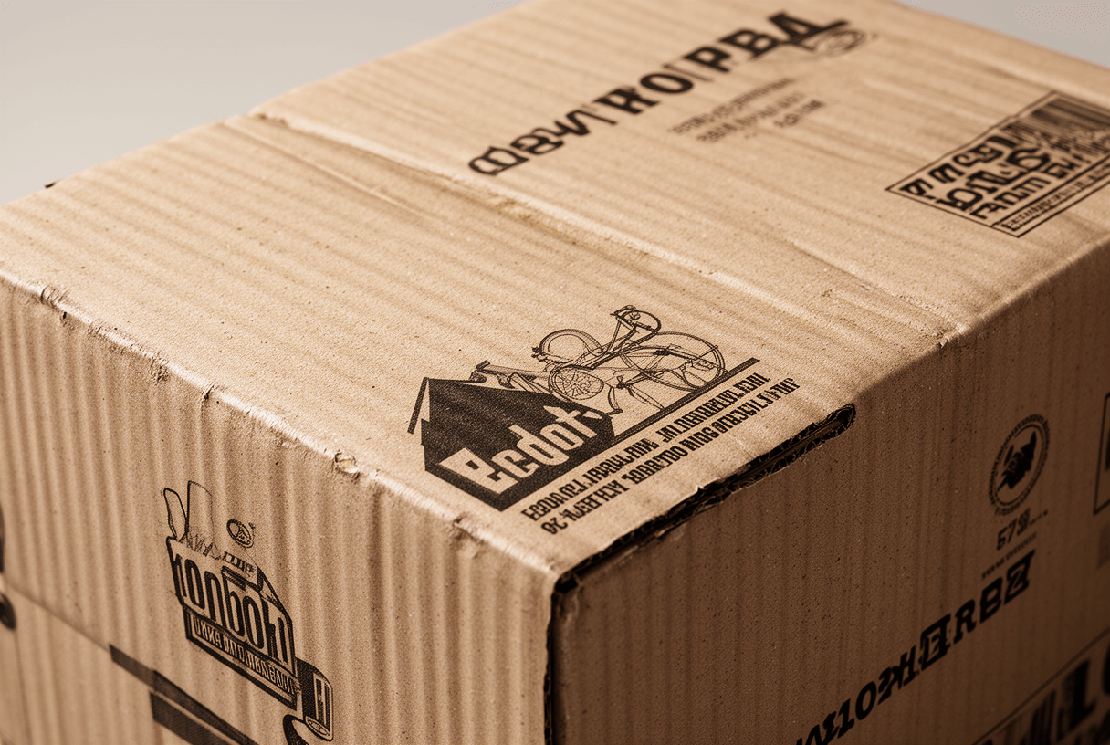 Gros plan sur la texture d'un carton ondulé imprimé